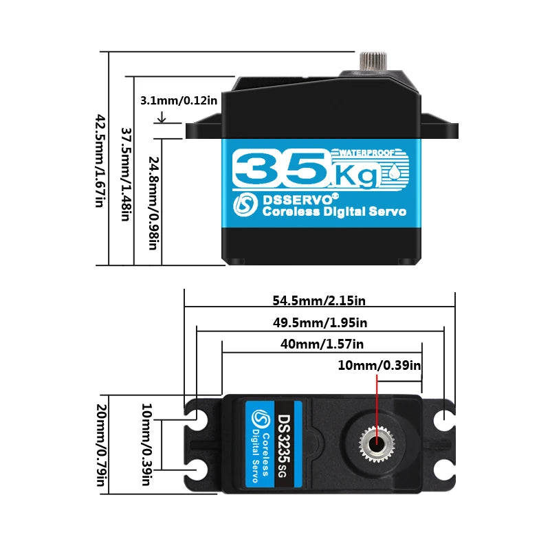 1X Coreless servo 25kg 35KG high speed servo pro digital and Stainless Steel gear servo arduino servo for Robotic DIY,RC car