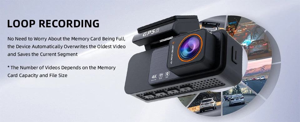 Dash Cam 4K UHD Recording Car Camera DVR Night Vision Video Recorder GPS Wi-Fi  Support Dual Lens Room 2.5K Rear View Camera