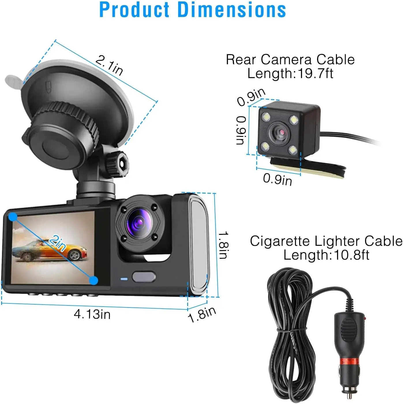 WIFI APP Control Car Dvr 2/3 Channel 1080P Dash Cam for Cars Front optional Rear View Recorder Video Car Camera Car Assecories