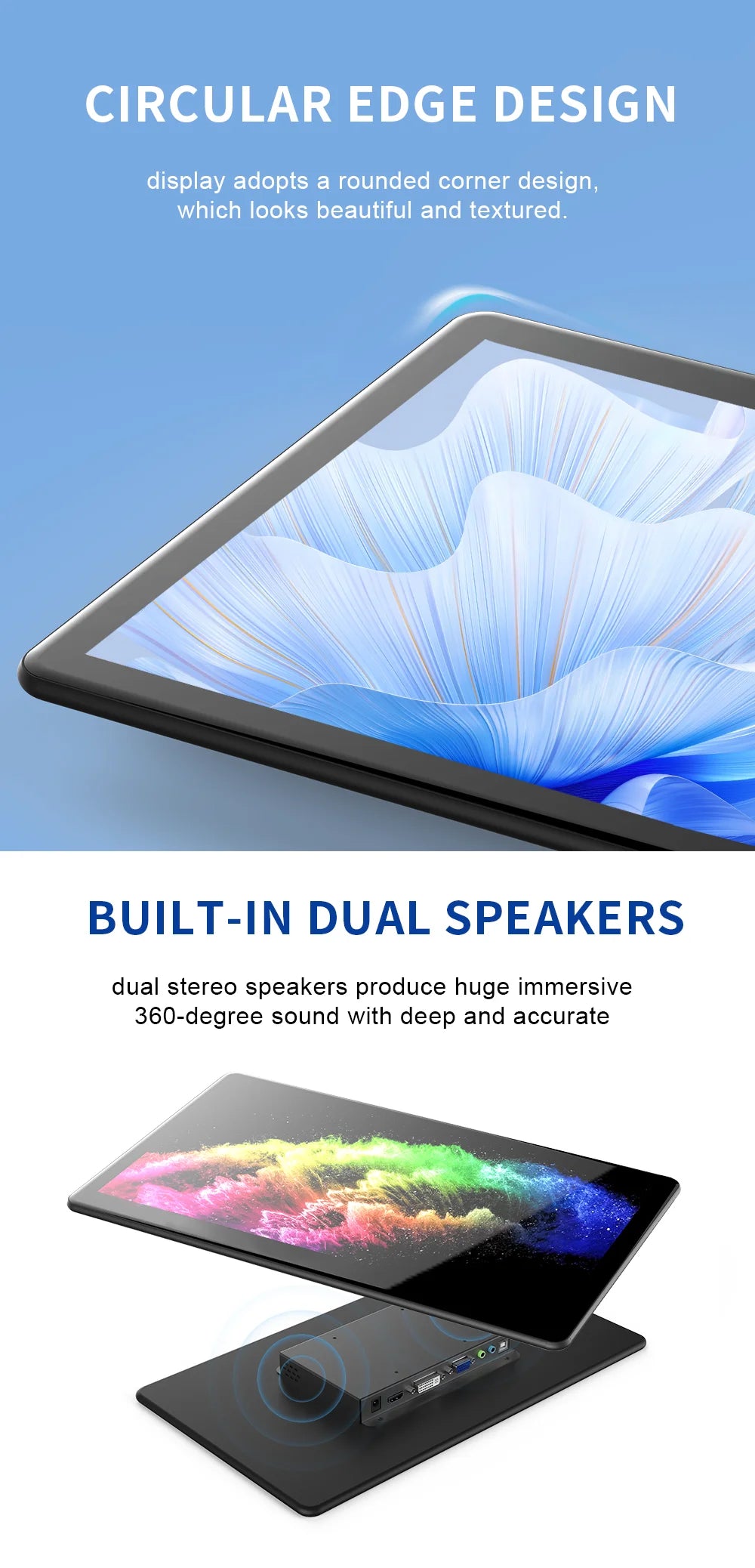 Unew 15.6 inch Touchscreen 1080P IPS Screen Speakers Industrial with 75*75 VESA HDMI DVI VGA For Raspberry Pi Laptop PC Phone
