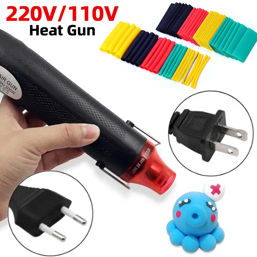 300W Heat Gun Hot Air Electrical Power Mini Gun Blower Handheld with Heat Shrink Butt for DIY Soldering Craft Embossing Wrapping