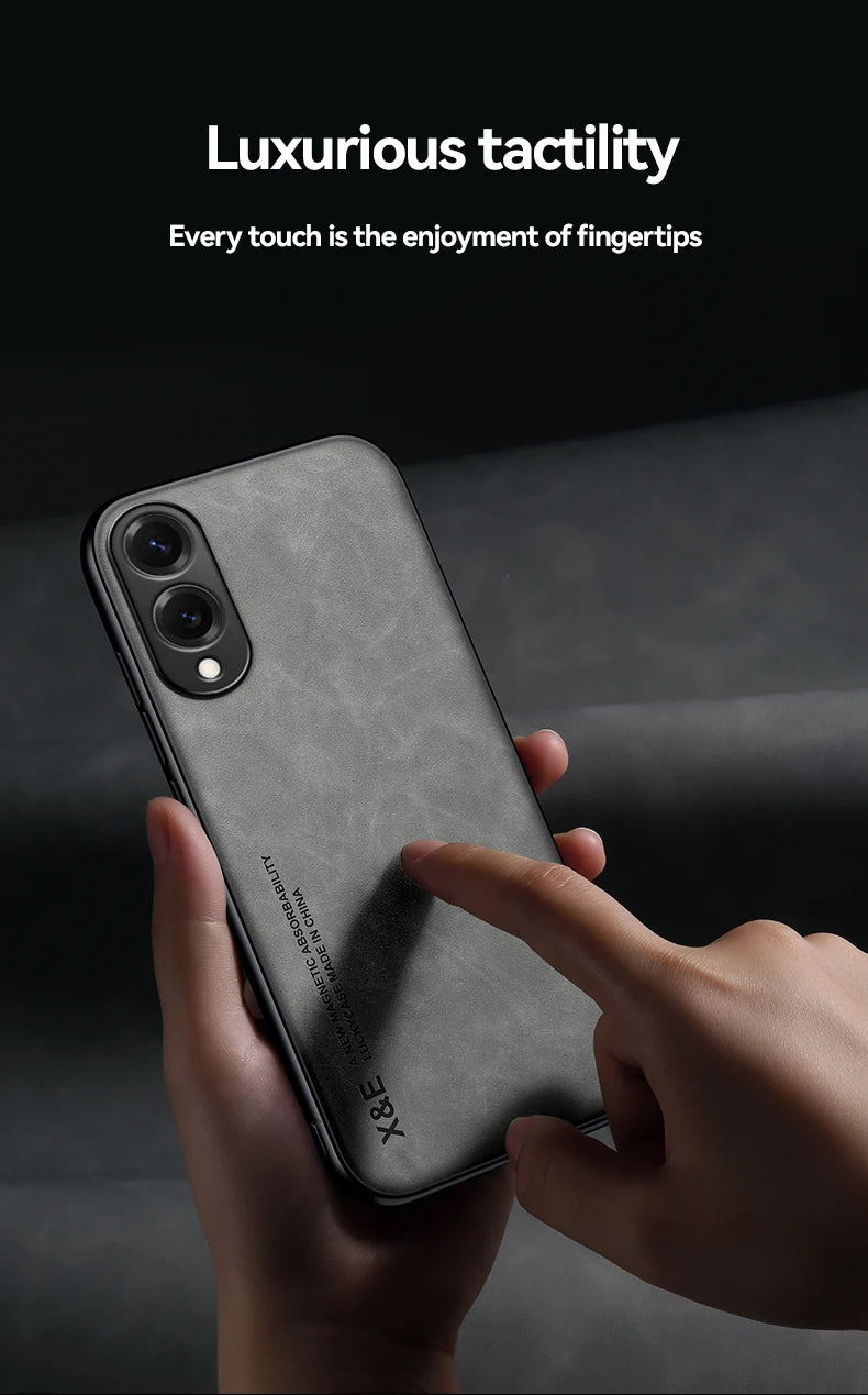 Magnetic Sheepskin Leather Case For Samsung Galaxy S25 S24 S23 S22 S21 S20 Ultra FE S25 Edge S10 S9 Plus Soft Shockproof Cover