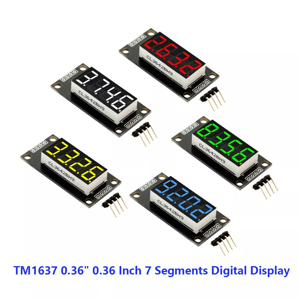 0.36 Inch 0.36" 4-Digit Digital Display Tube Decimal 7 Segments TM1637 LED Module Board for Arduino Red Green Yellow Blue White