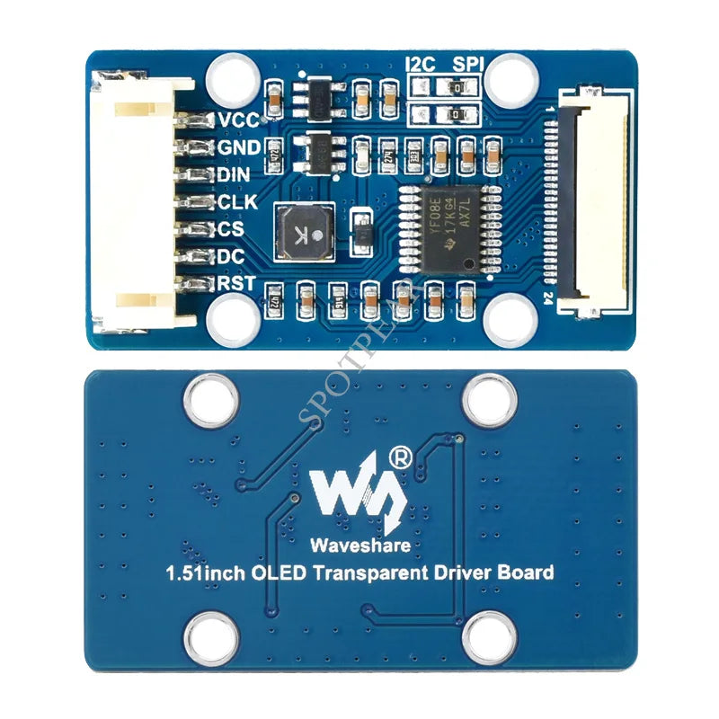 Raspberry Pi 1.51inch transparent OLED blue display 128×64 SPI/I2C interface also for Arduino STM32