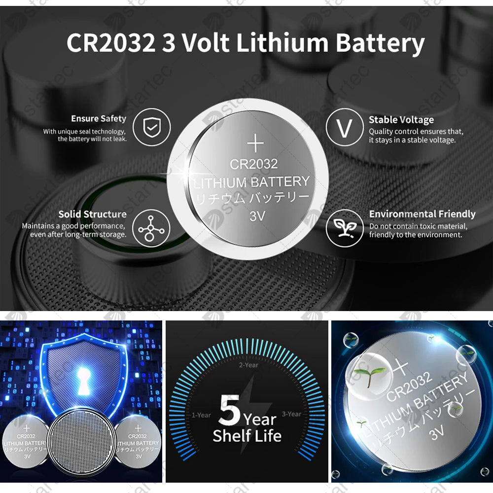10PCS Koonenda CR2032 3V Lithium Battery, CR Lithium 3 Volt 220mAh Coin Cell for Watches, Key Fob, Car Remote, Glucose Monitor