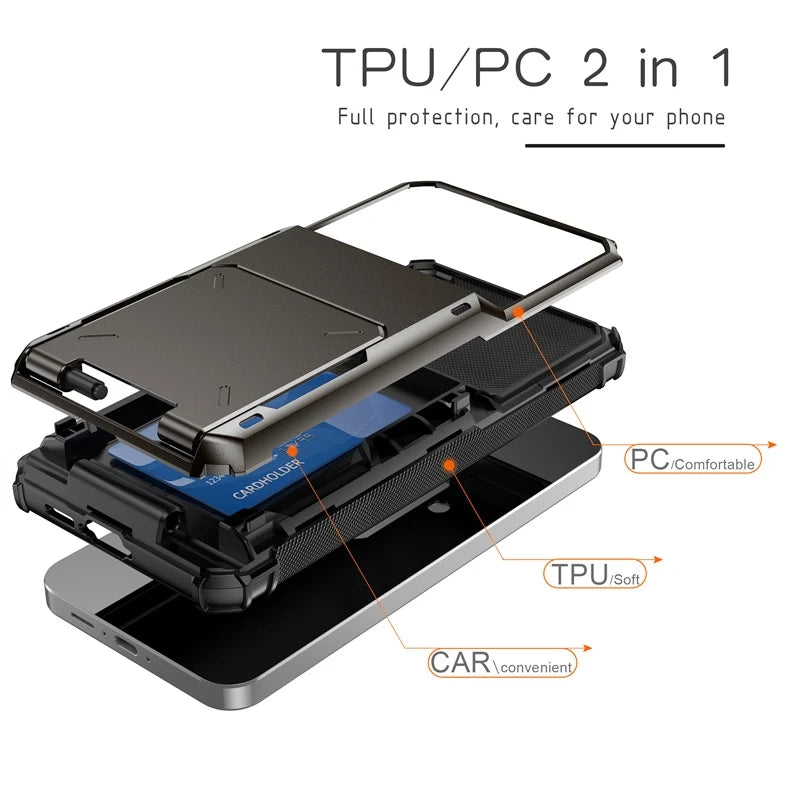 Wallet Case For Samsung Galaxy A16 A26 A36 A56 5G A06 A05 A15 A25 A35 A55 A14 A34 A54 A12 A04s Heavy Duty Armor Cards Slot Cover