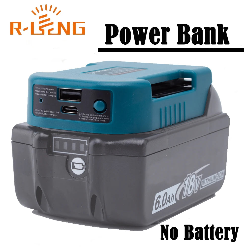 Power Bank Charger For Makita 18V Lithium Battery With USB With Type-C for Laptop Mobile Phone Fast Charging(NO Battery)