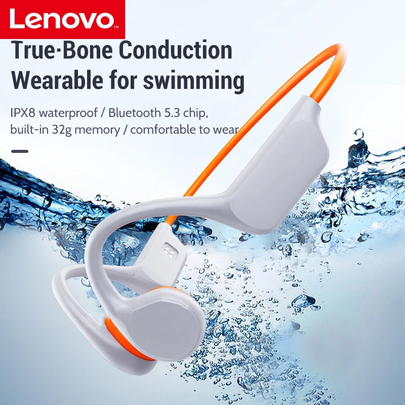 Lenovo NEW Bone Conduction Bluetooth Earphone X7 Wireless IPX8 Professional Swimming Headphones MP3 IP68 32G Waterproof Headset