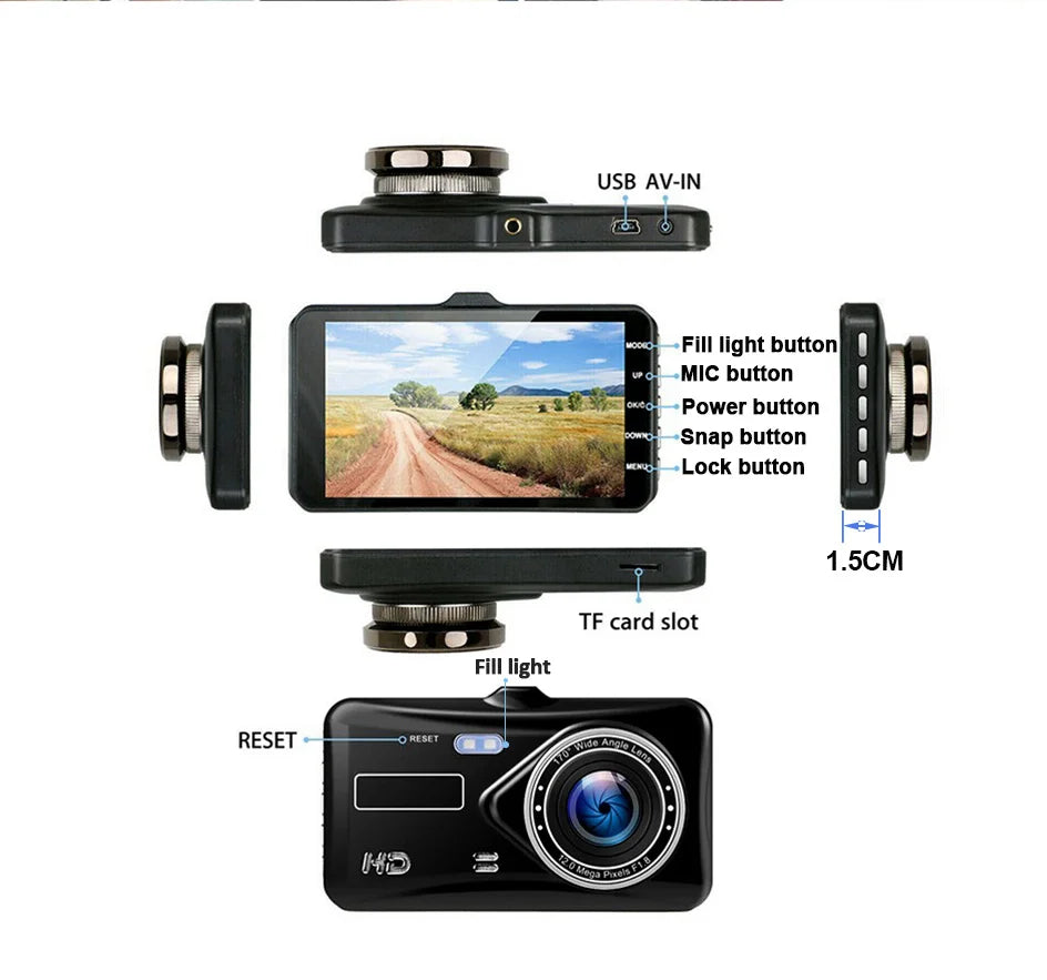 Dashcam 24H Touch Night Vision FULL HD 1080P Front And Rear Camera 4.0 Inch CAR DVR Mirror Digital Video Recorder Dvr Black Box