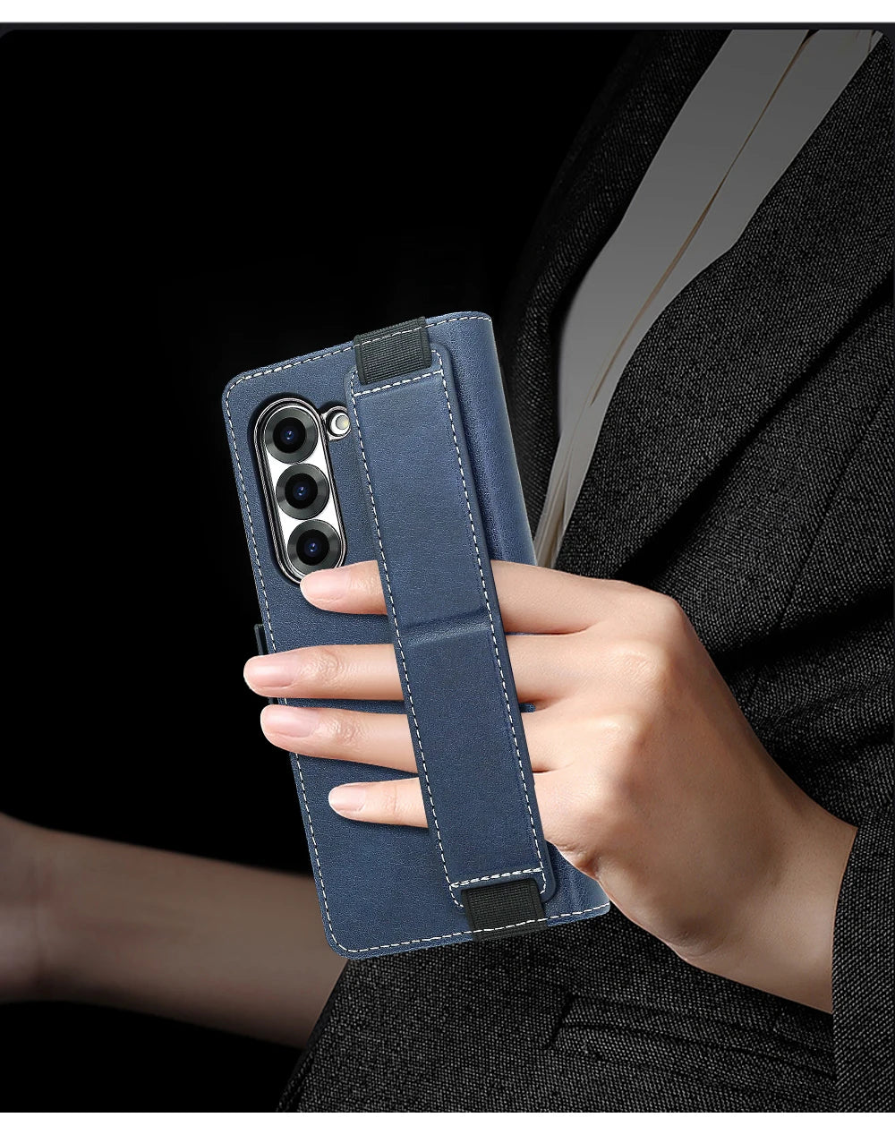 Business PU Leather Flip Wallet Mobile Phone Case Fit For Samsung Galaxy Z Fold 7 Z Fold 6 Fold 5 Case With Adjustable Kickstand