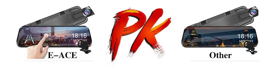 E-ACE 2K Car DVR WIFI GPS Stream Media Mirror Optional 1080P Car Video Camera Night Vision Loop Recording 24H Parking Black Box