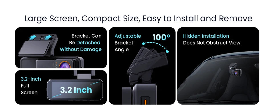 Dash Cam 4K UHD Recording Car Camera DVR Night Vision Video Recorder GPS Wi-Fi  Support Dual Lens Room 2.5K Rear View Camera