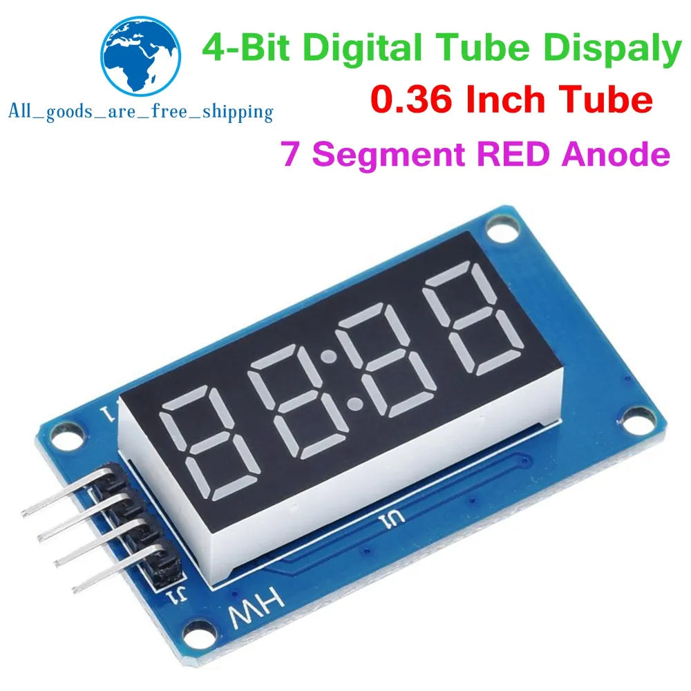 TZT TM1637 LED Display Module For Arduino 7 Segment 4 Bits 0.36Inch Clock RED Anode Digital Tube Four Serial Driver Board Pack