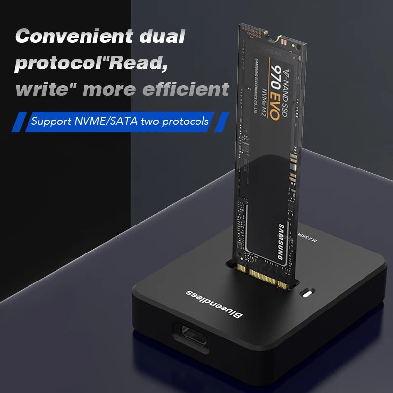 External SSD Hard Disk M.2 SSD Enclosure 10Gbps Read Writing Speed SSD Case For M.2 NVME SATA SSD Docking Station Plug and Play