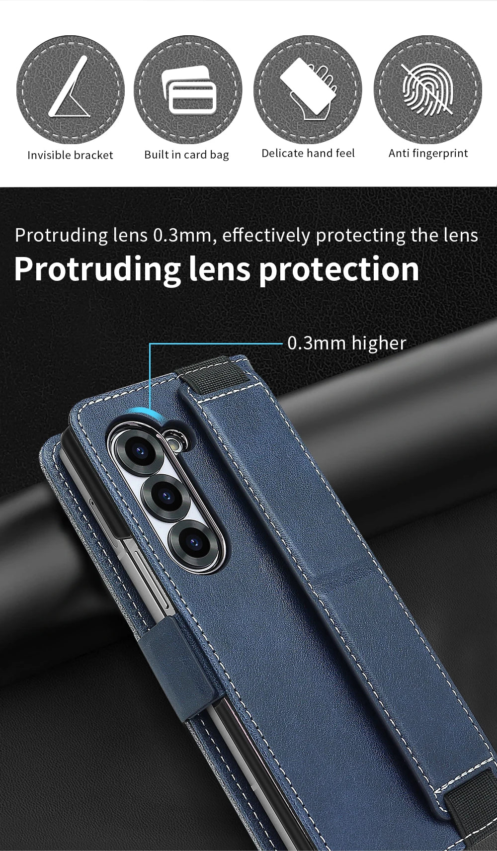 Business PU Leather Flip Wallet Mobile Phone Case Fit For Samsung Galaxy Z Fold 7 Z Fold 6 Fold 5 Case With Adjustable Kickstand