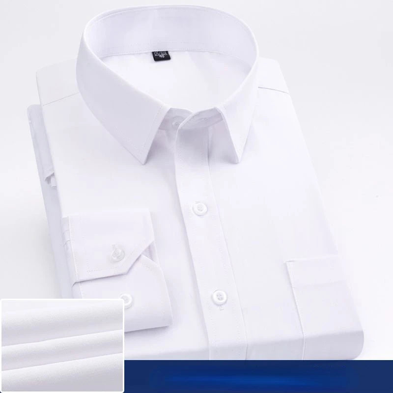 Solid Basic Dress Shirt Big Plus Size 7XL 8XL Long Sleeve Male Standard-fit Formal Social Grey Blue Work Office Business Shirts