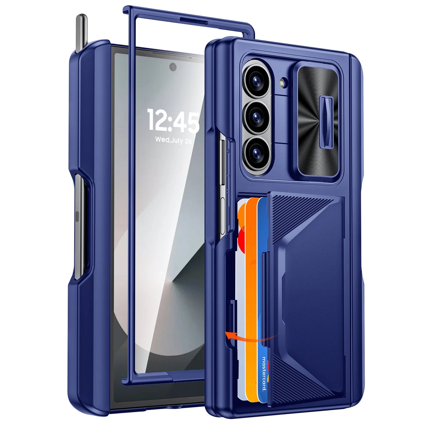For Galaxy Z Fold 6,Goddess Day gift Back Card Pack,Integrated Pen Slot,Full Coverage 9H Protective Film,Shockproof Phone Case