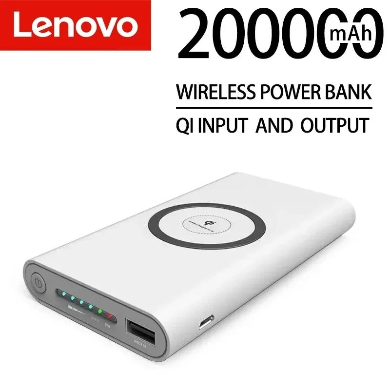 Lenovo 200000mAh Wireless Power Bank Two-way Super Fast Charging large capacity Type-c External Battery Pack for IPhone New