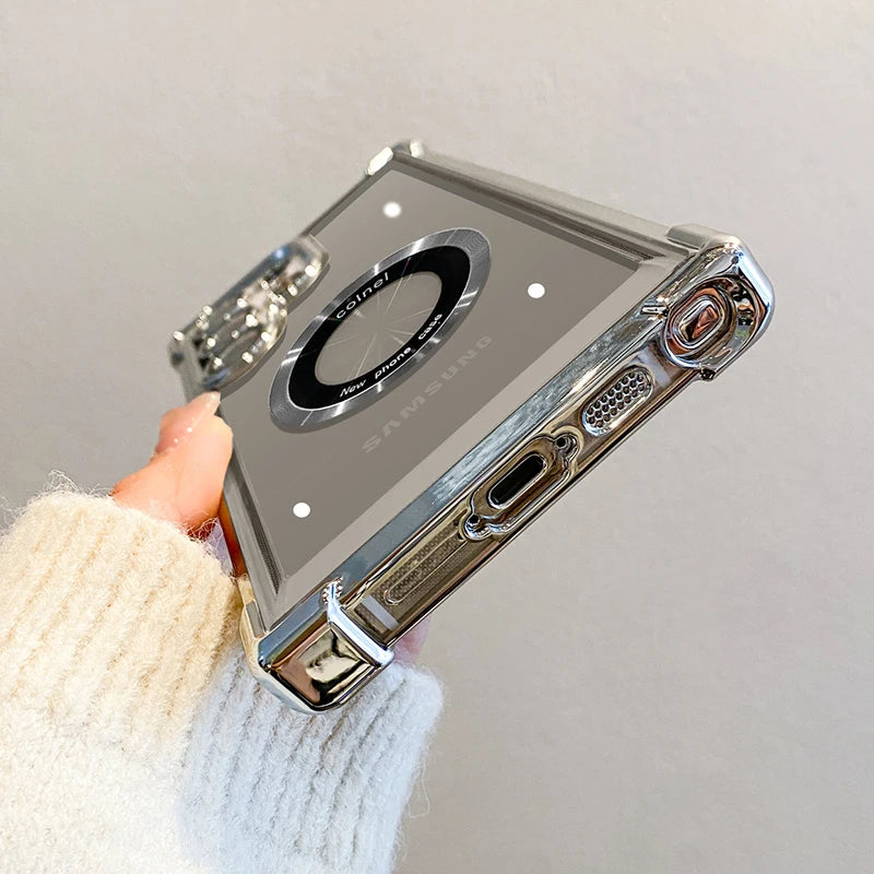 Luxury Plating Magnetic Wireless Charge Case For Samsung S25 S24 Ultra S23 FE S22 Plus S21 Note 20 Clear Lens Protection Cover