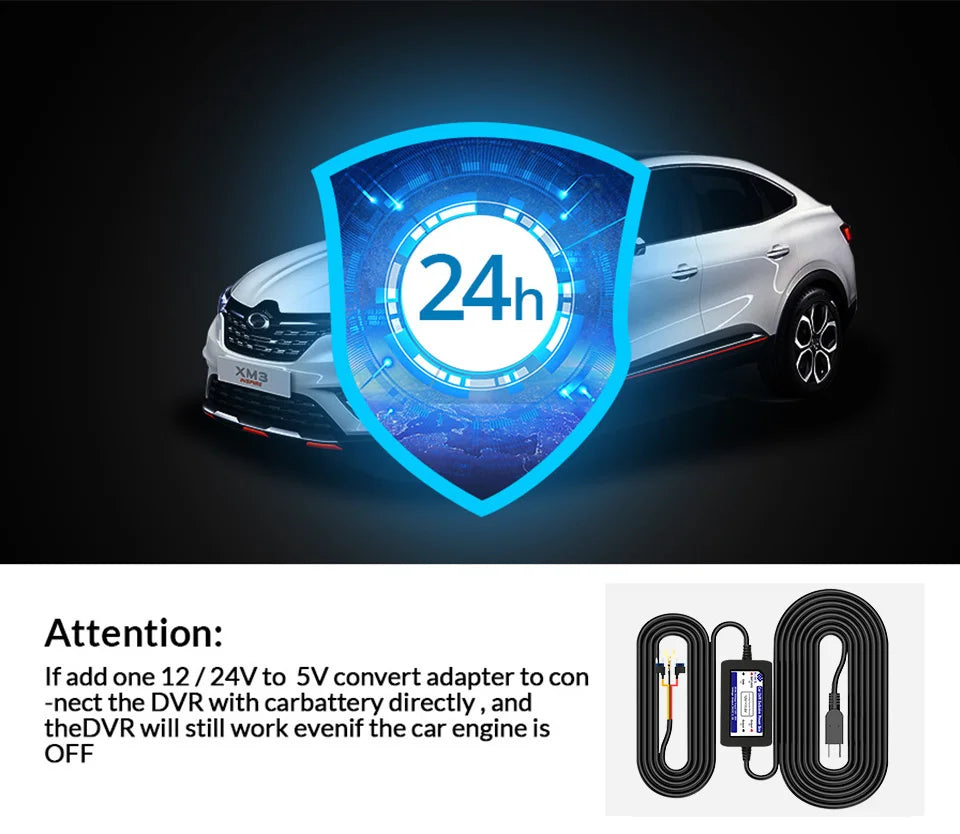 E-ACE 2K Car DVR WIFI GPS Stream Media Mirror Optional 1080P Car Video Camera Night Vision Loop Recording 24H Parking Black Box